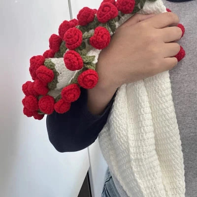El Örgüsü Tığ İşi Çiçek Buketi Battaniye
