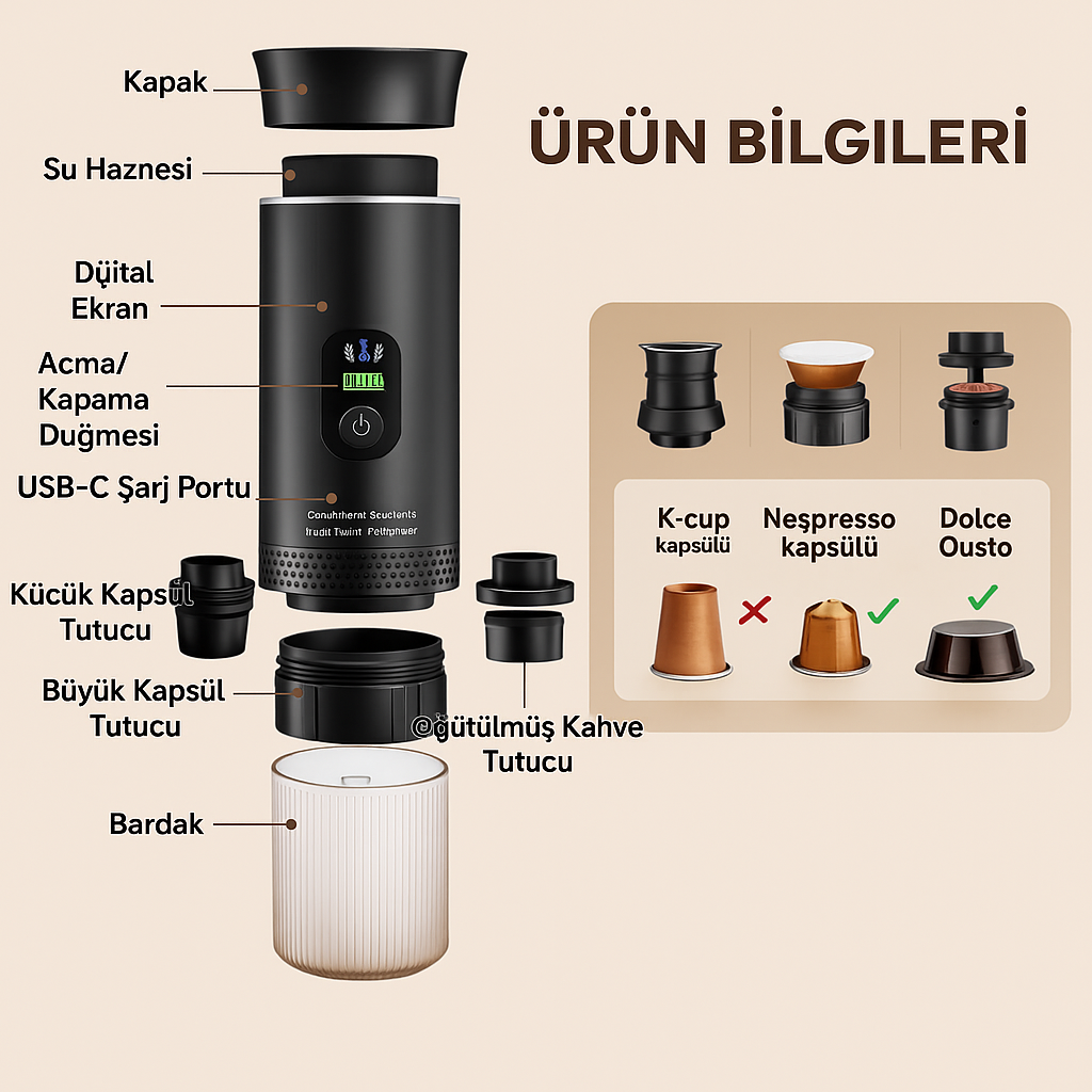 Taşınabilir Kahve Makinesi 3' ü 1 Arada